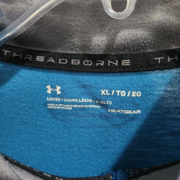 Under Armour Blue Threadborne HeatGear 1/4 Zip Loose Long Sleeve Shirt Size XL - Picture 3 of 8